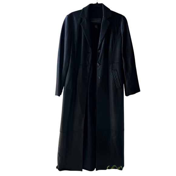 Banana Republic Jackets & Blazers - Banana Republic Vintage 90s 100% Genuine Leather Black Pea Coat